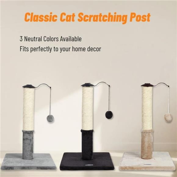 22" Cat Scratching Post, Natural Sisal Scratchers Trees, Light Gray - Picture 6 of 8